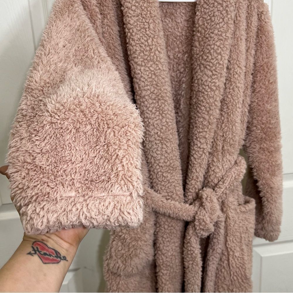Natori Plush Lounge Cardigan Robe Fuzzy Teddy Sherpa in Rose Size L/XL - Picture 8 of 13